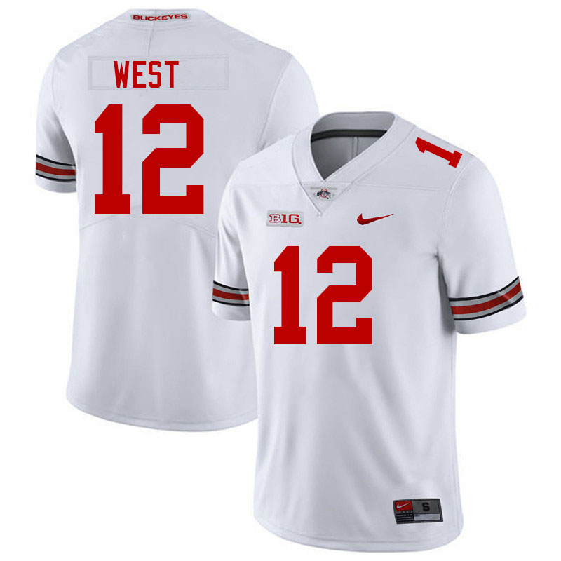 Ohio State Buckeyes Bryce West Men's's #12 Authentic White College Football Jersey 2404WAJU4